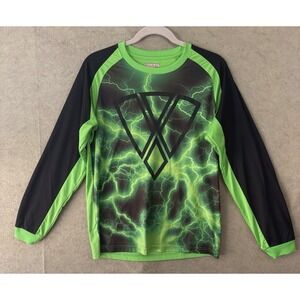 Vizari Soccer Collection Goalkeeper Jersey Mens Sz S Black Green Elbow Pads Logo